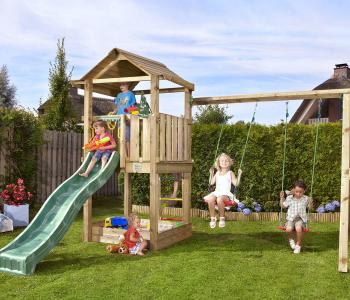 Jungle House | Parque infantil de madera con columpio doble