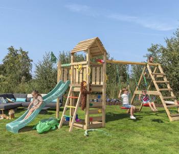 Jungle Safari | Parque infantil de madera con columpios y red de escalada