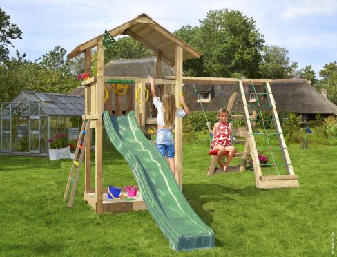 Jungle Sierra | Parque infantil de madera con columpio y red de escalada