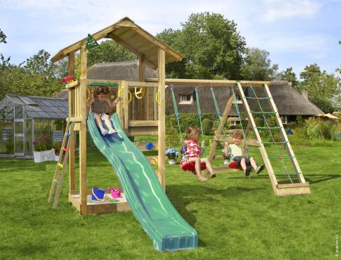 Jungle Sierra | Parque infantil de madera con columpios y red de escalada
