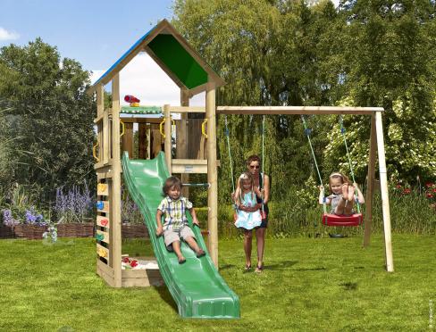Jungle Lodge | Parque infantil de madera con doble columpio