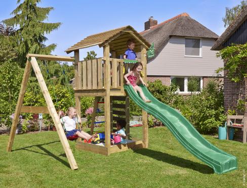 Jungle Cottage | Parque infantil de madera con columpio