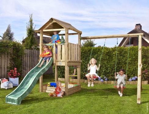 Jungle House | Parque infantil de madera con columpio doble