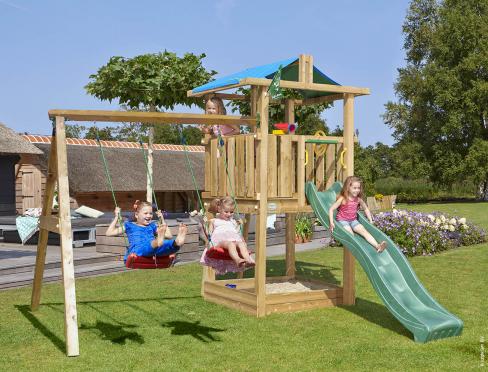 Jungle Hut | Parque infantil de madera con doble columpio
