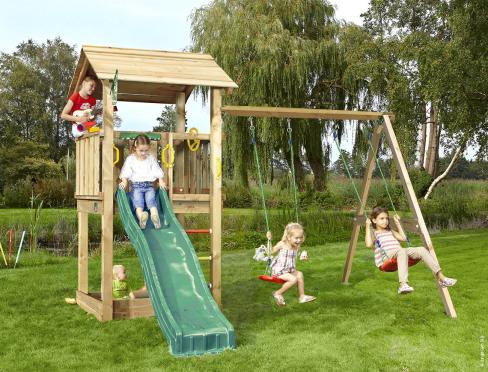 Jungle Casa | Parque infantil de madera con doble columpio