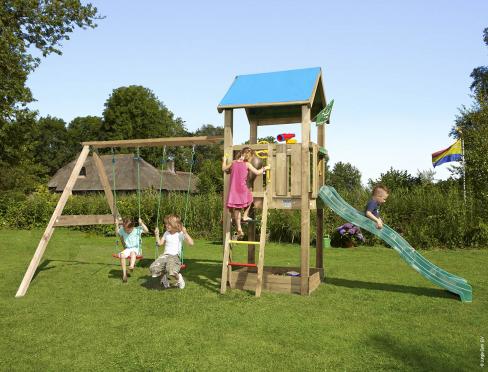 Jungle Castle | Parque infantil de madera con doble columpio