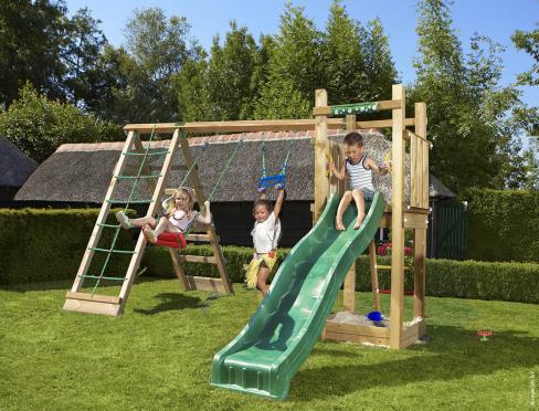 Jungle Tower | Parque infantil de madera con columpios y red de escalada
