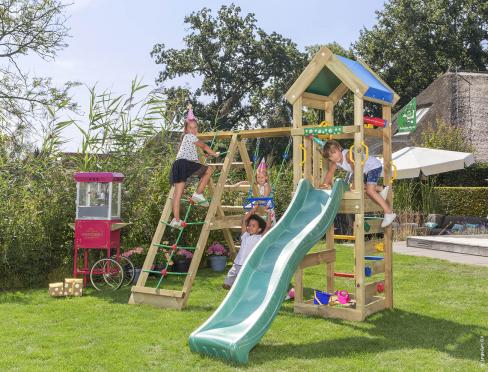 Jungle Patio | Parque infantil de madera con columpio y red de escalada