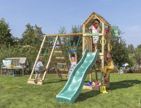 Jungle Cocoon | Parque infantil de madera con columpio y red de escalada