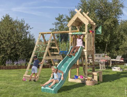Jungle Totem | Parque infantil de madera con columpio y red de escalada