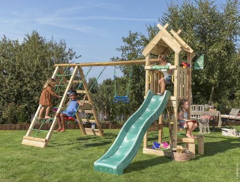 Jungle Totem | Parque infantil de madera con columpios y red de escalada