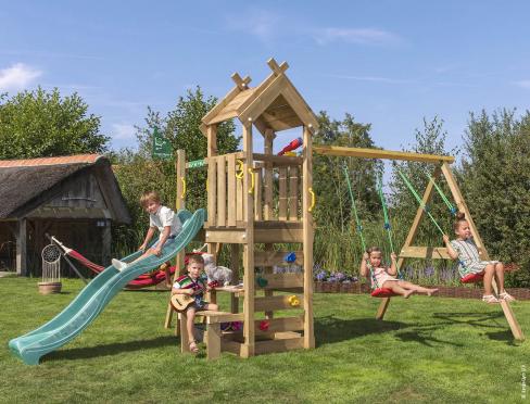 Jungle Teepee | Parque infantil de madera con doble columpio