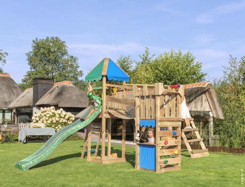 Jungle Explorer | Parque infantil de madera con columpio y red de escalada