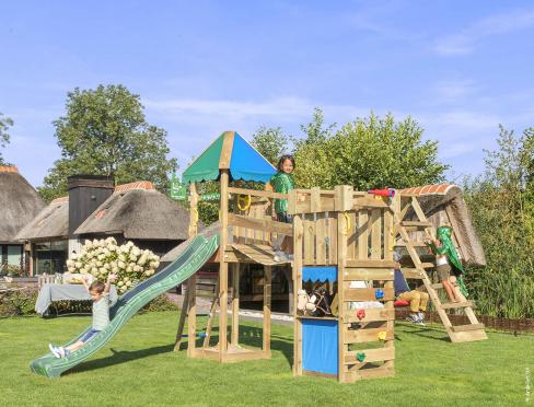 Jungle Explorer | Parque infantil de madera con columpios y red de escalada