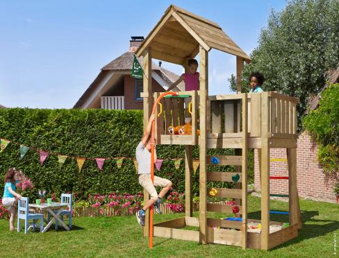 Jungle Mansion | Parque infantil de madera con poste de bombero