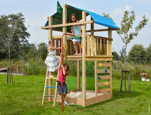 Jungle Fort | Parque infantil de madera con poste de bombero