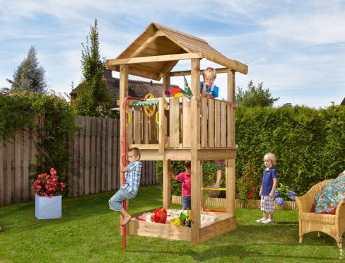 Jungle House | Parque infantil de madera con poste de bombero
