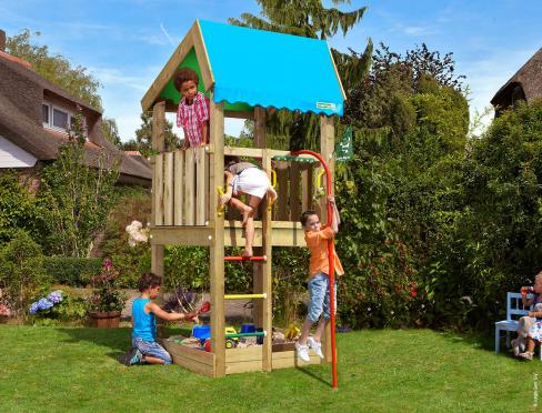 Jungle Home | Parque infantil de madera con poste de bombero